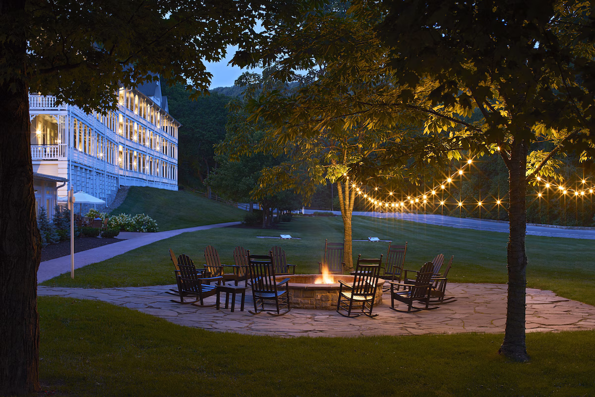 Omni Bedford Springs interior lounge and mineral spa details